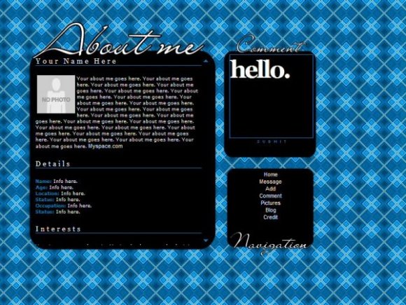 blue myspace layouts screen