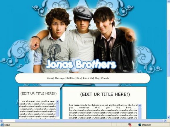 jonas brothers myspace layouts