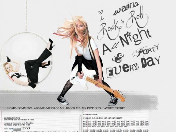Avril Lavigne i wanna rock roll Myspace Layouts Div Overlay