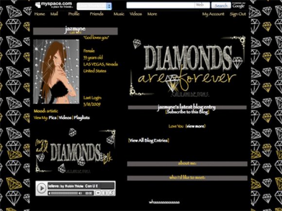 default diamonds layouts for myspace