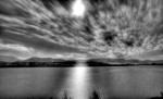 Moon over a lake.